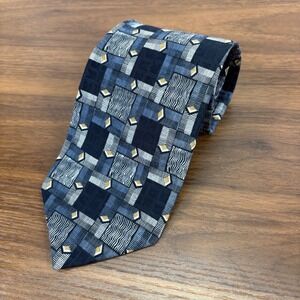 Pierre Balmain Paris Silk Blue Geometric Necktie Men Classic Business Formal